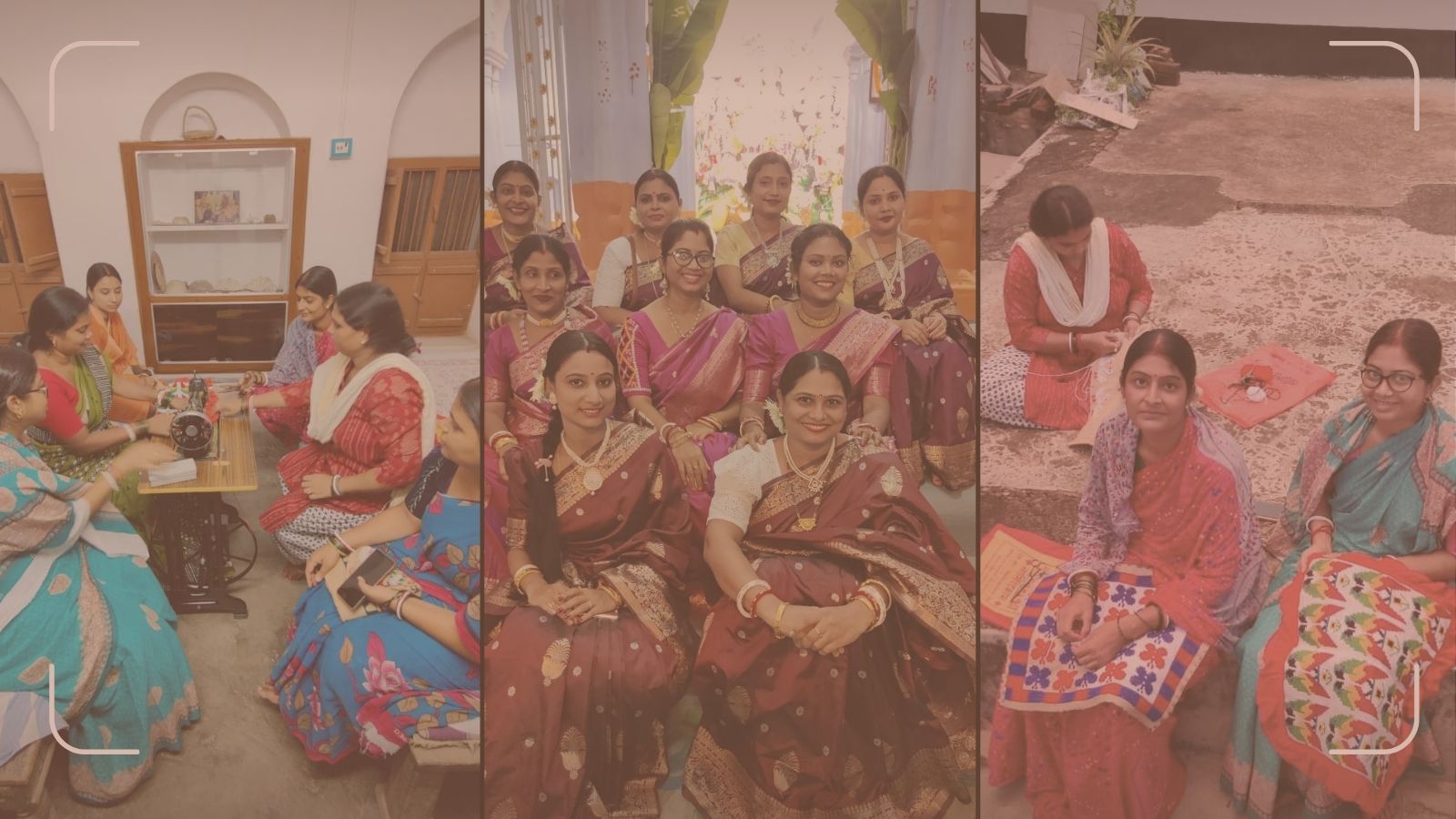 Women in a community workshop, smiling and crafting